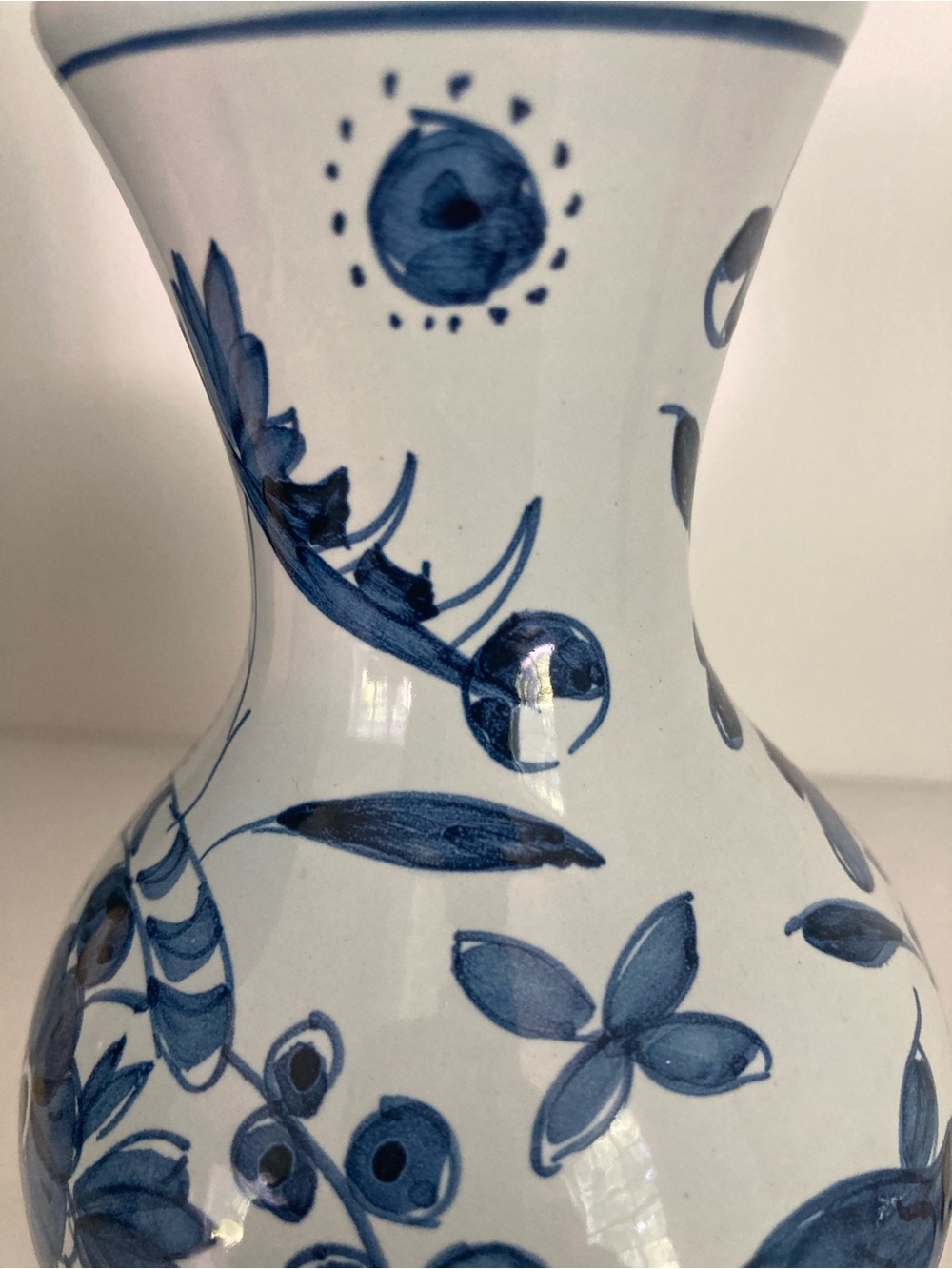 Vintage Blue and White Floral Ceramic Vase - Picture 10 of 11